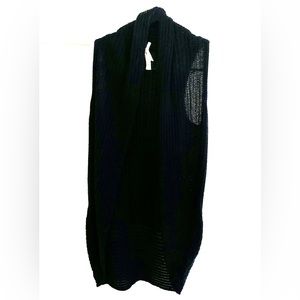 Open navy blue sleeveless cardigan, S